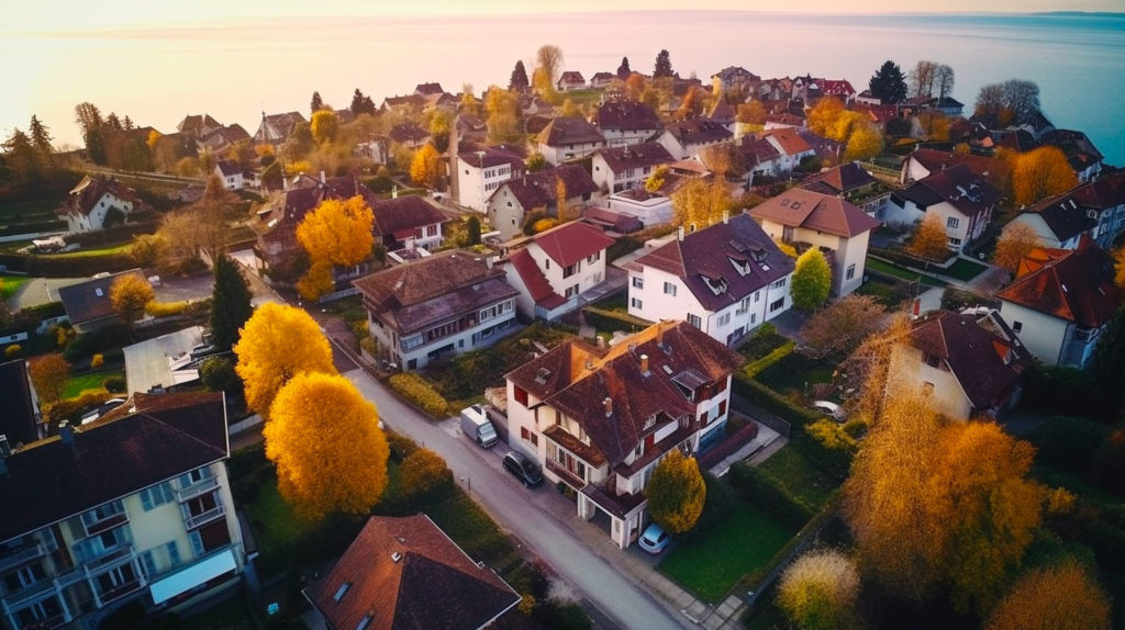 vue drone maison et appartement lac léman suisse propriétaires