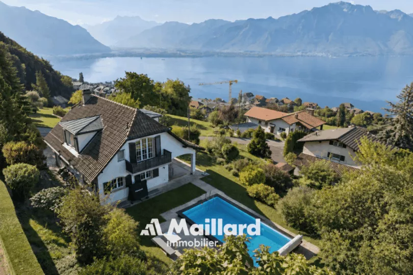 Maison avec piscine, vue sur le lac et cadre privilégié à Chernex